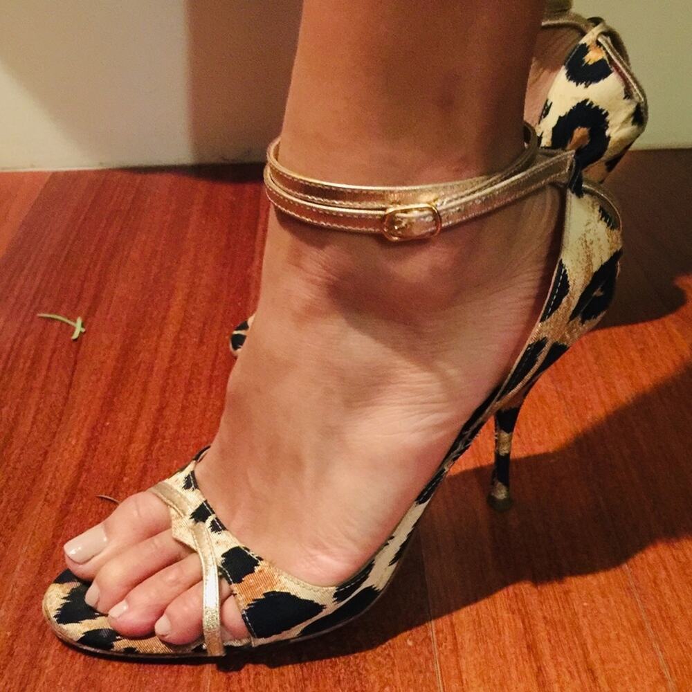 CASADEI Leopard Print Sandals Heels Size 8